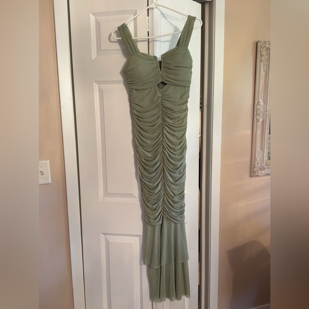 Mint Green Ruched Maxi Dress